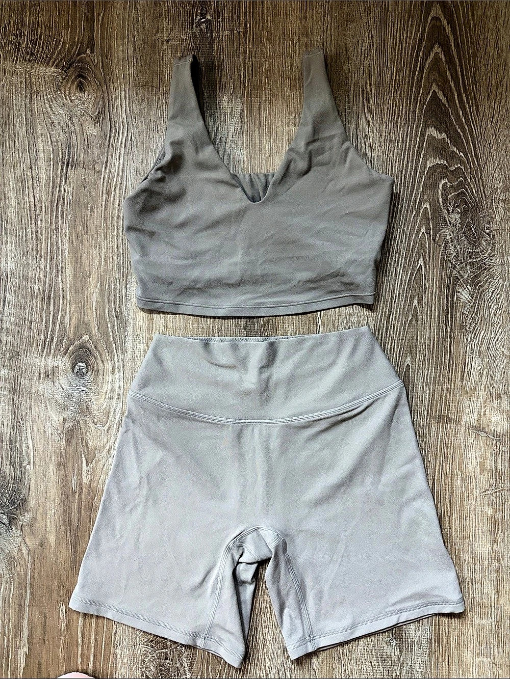 ONER Gray Athletic Sports Bra & Biker Shorts Set